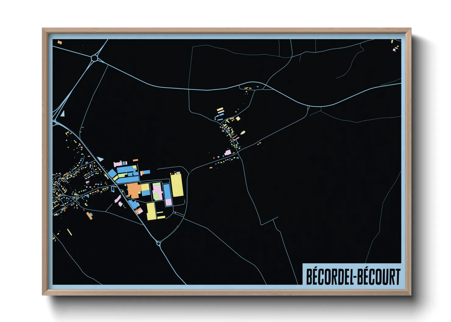 Une affiche de carte sur Bécordel-Bécourt