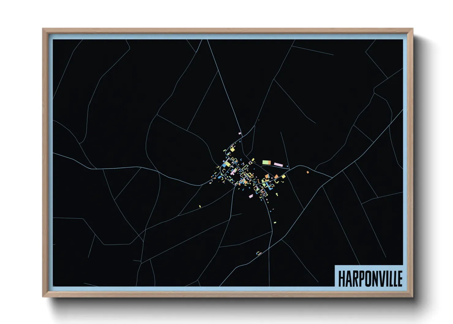 Une affiche de carte sur Harponville