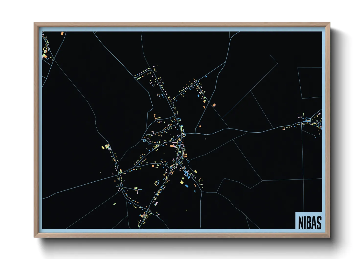 Une affiche de carte sur Nibas
