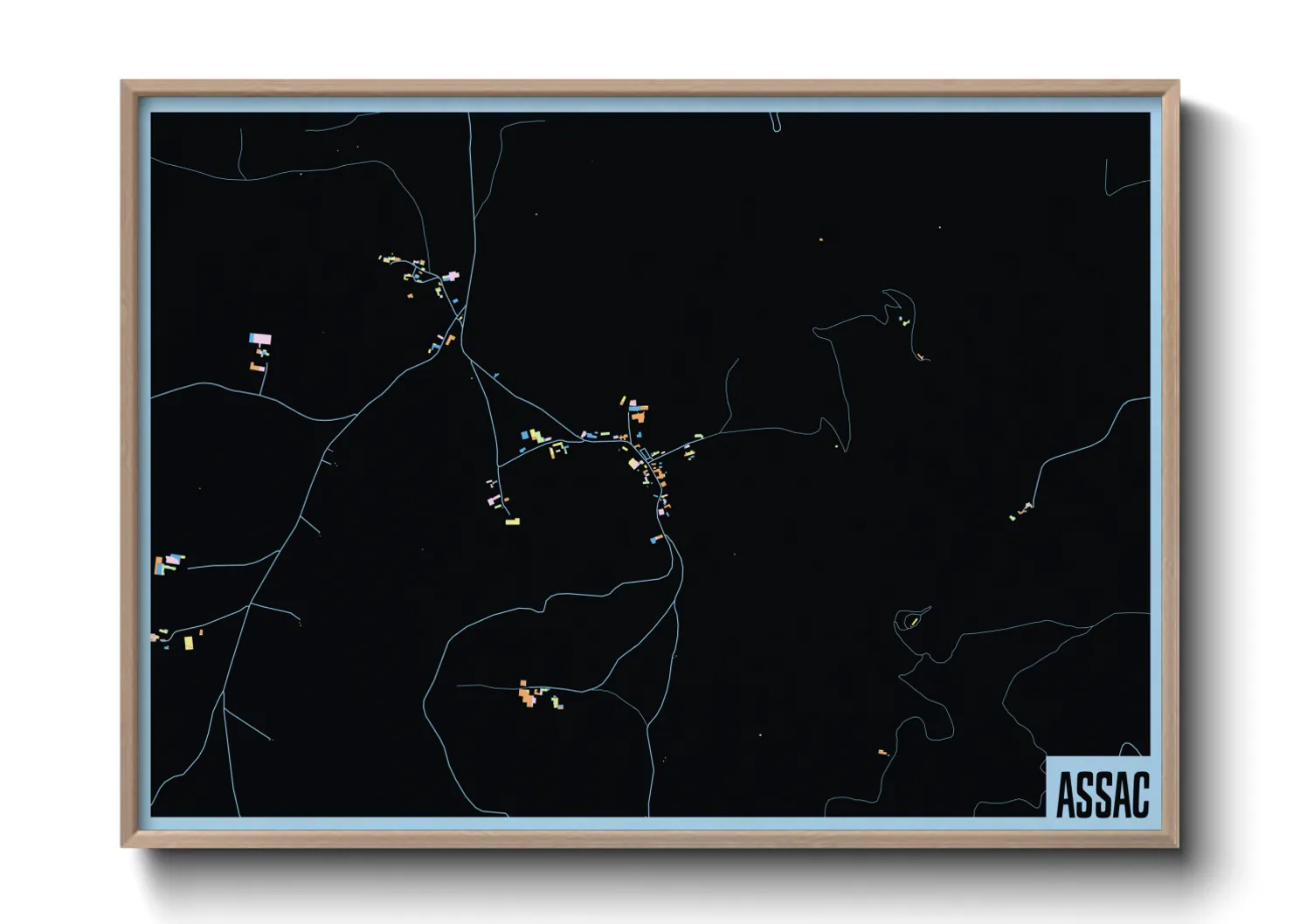 Une affiche de carte sur Assac