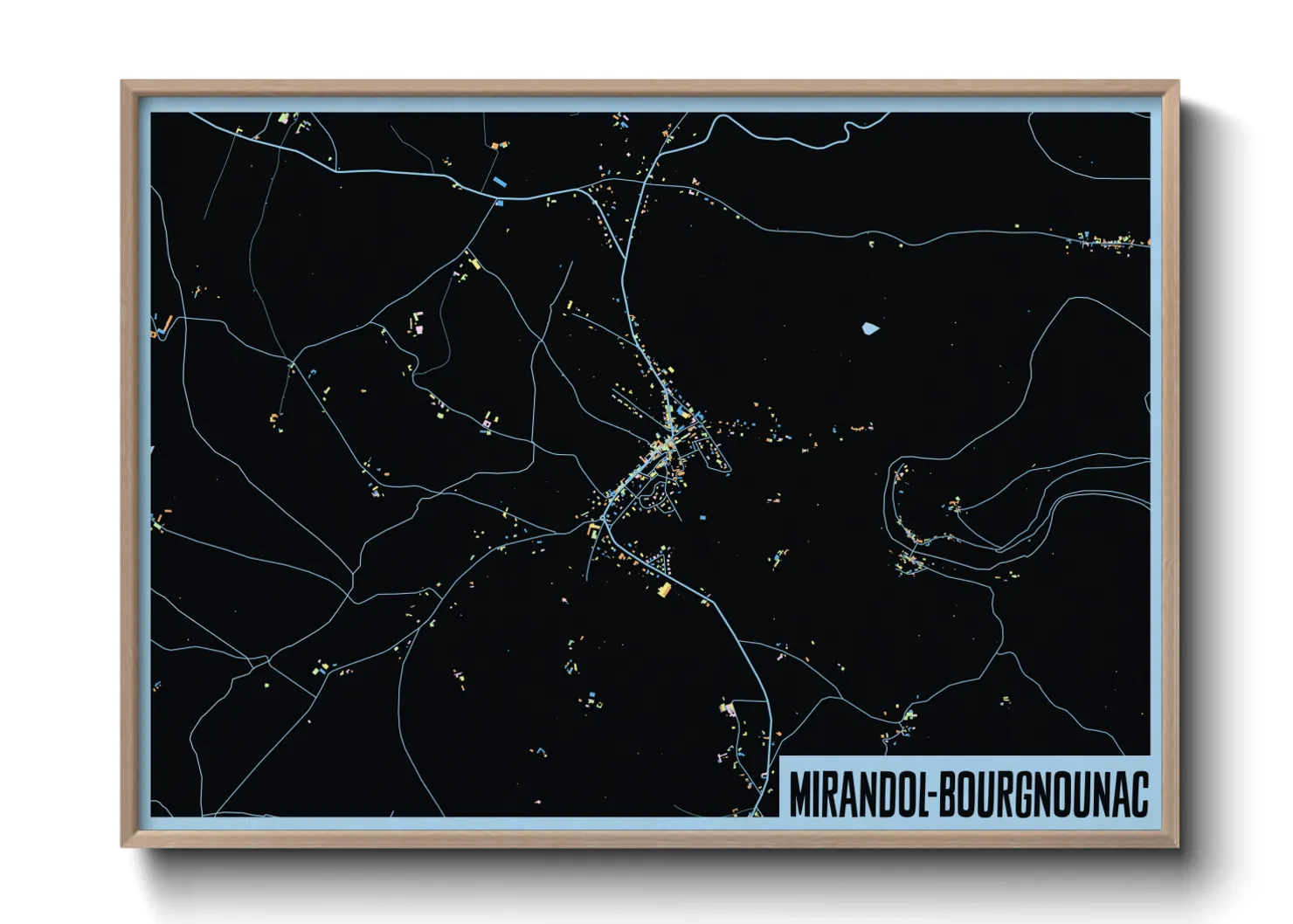 Une affiche de carte sur Mirandol-Bourgnounac