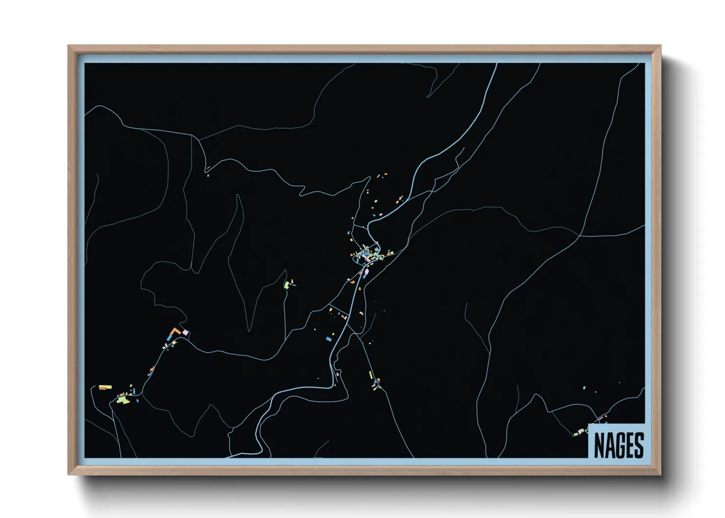 Une affiche de carte sur Nages