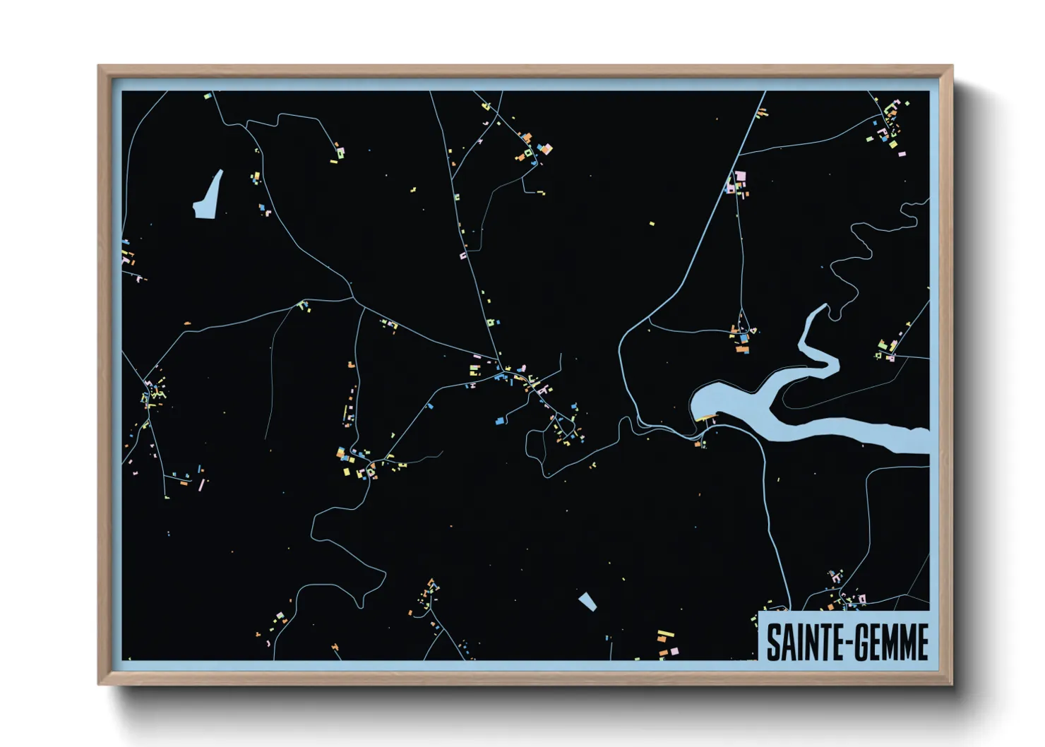 Une affiche de carte sur Sainte-Gemme