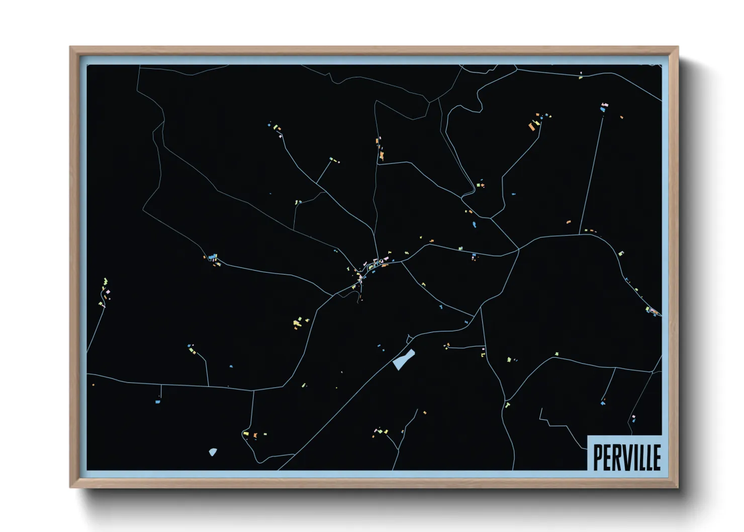 Une affiche de carte sur Perville