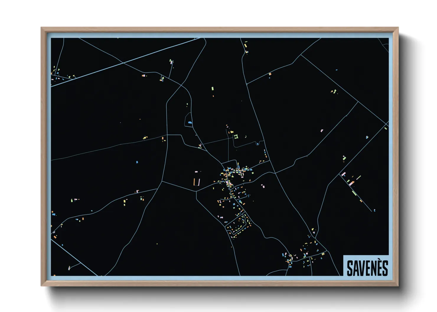 Une affiche de carte sur Savenès