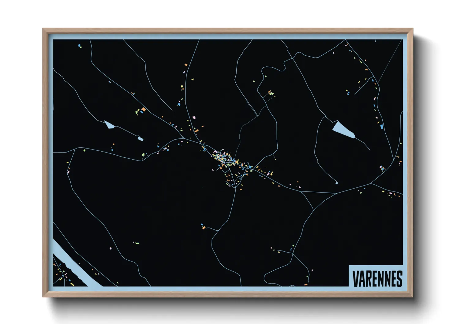 Une affiche de carte sur Varennes