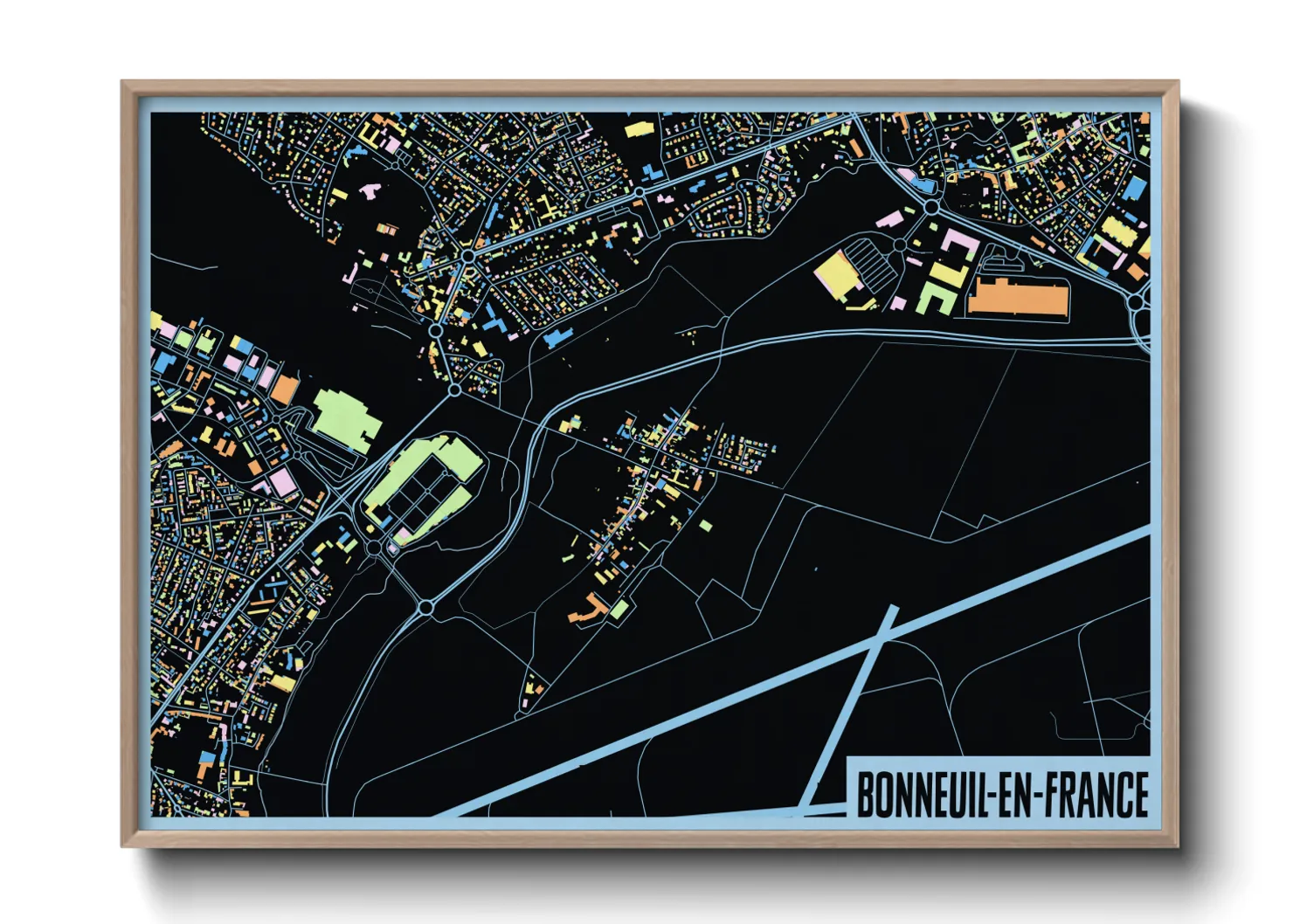 Une affiche de carte sur Bonneuil-en-France