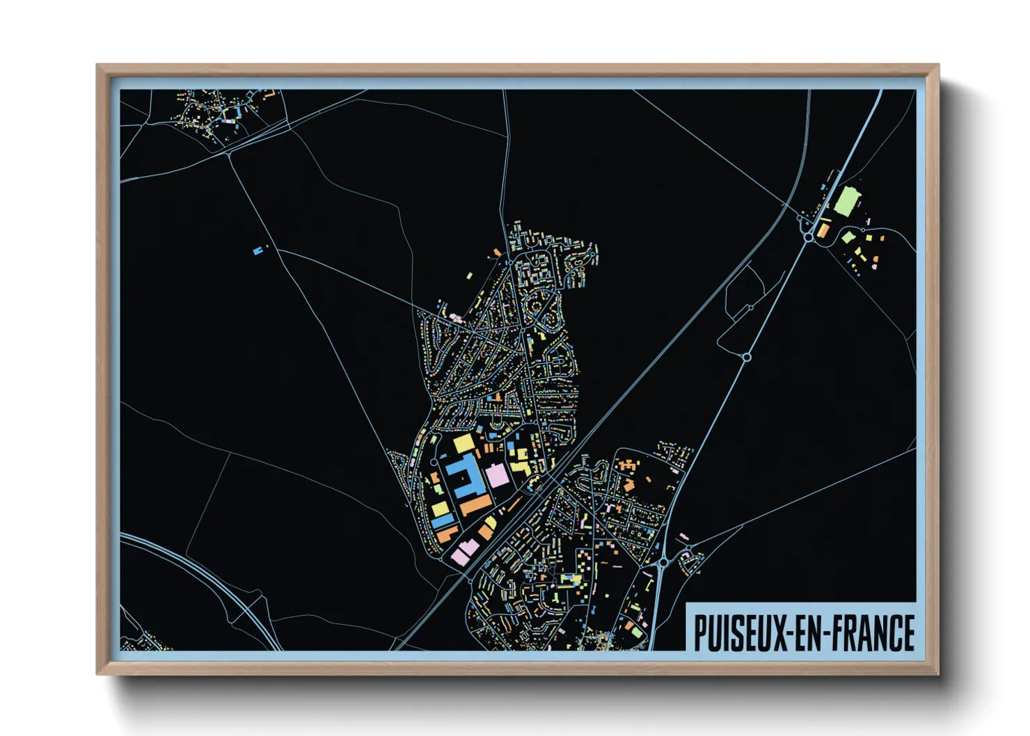 Une affiche de carte sur Puiseux-en-France