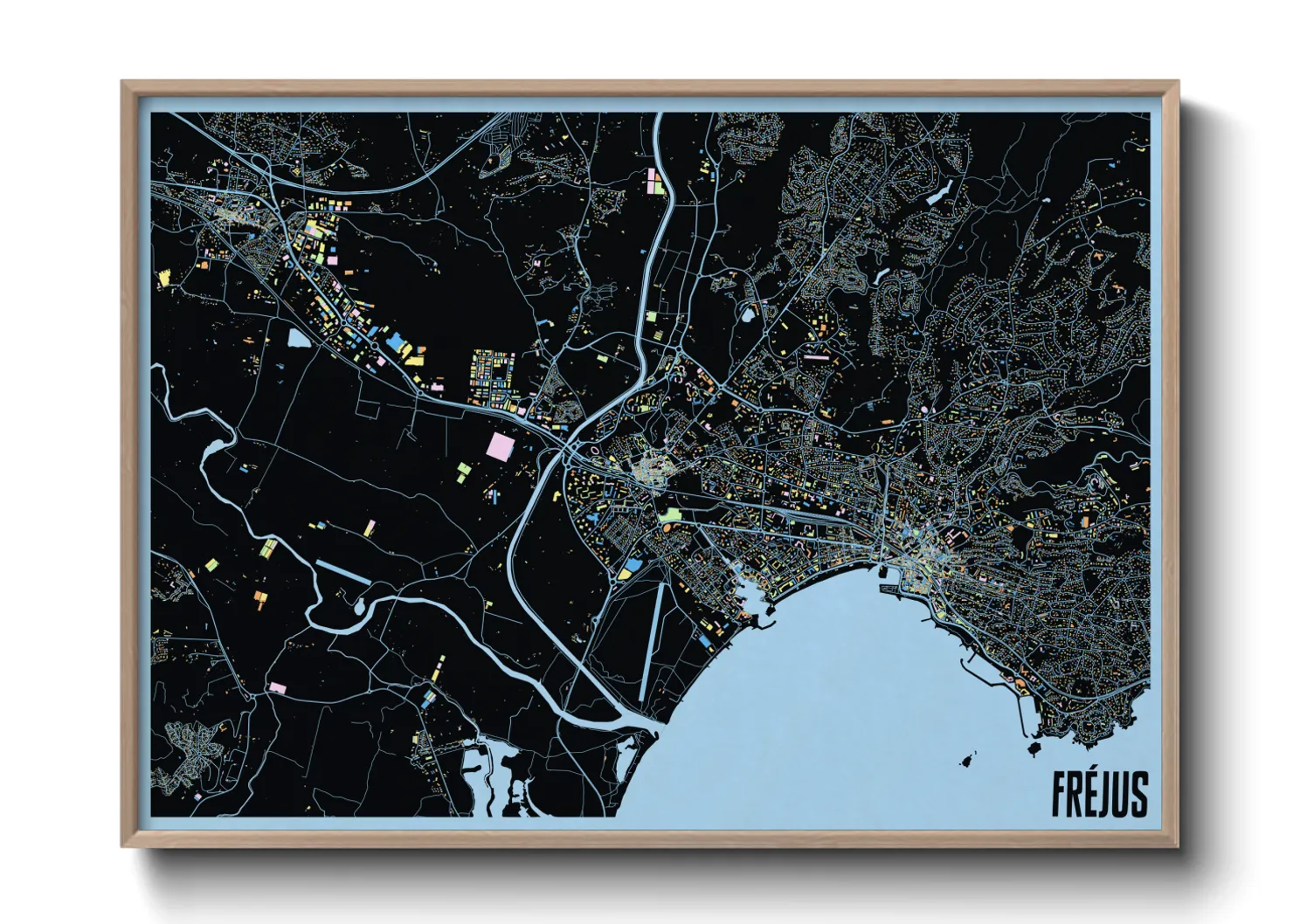 Une affiche de carte sur Fréjus