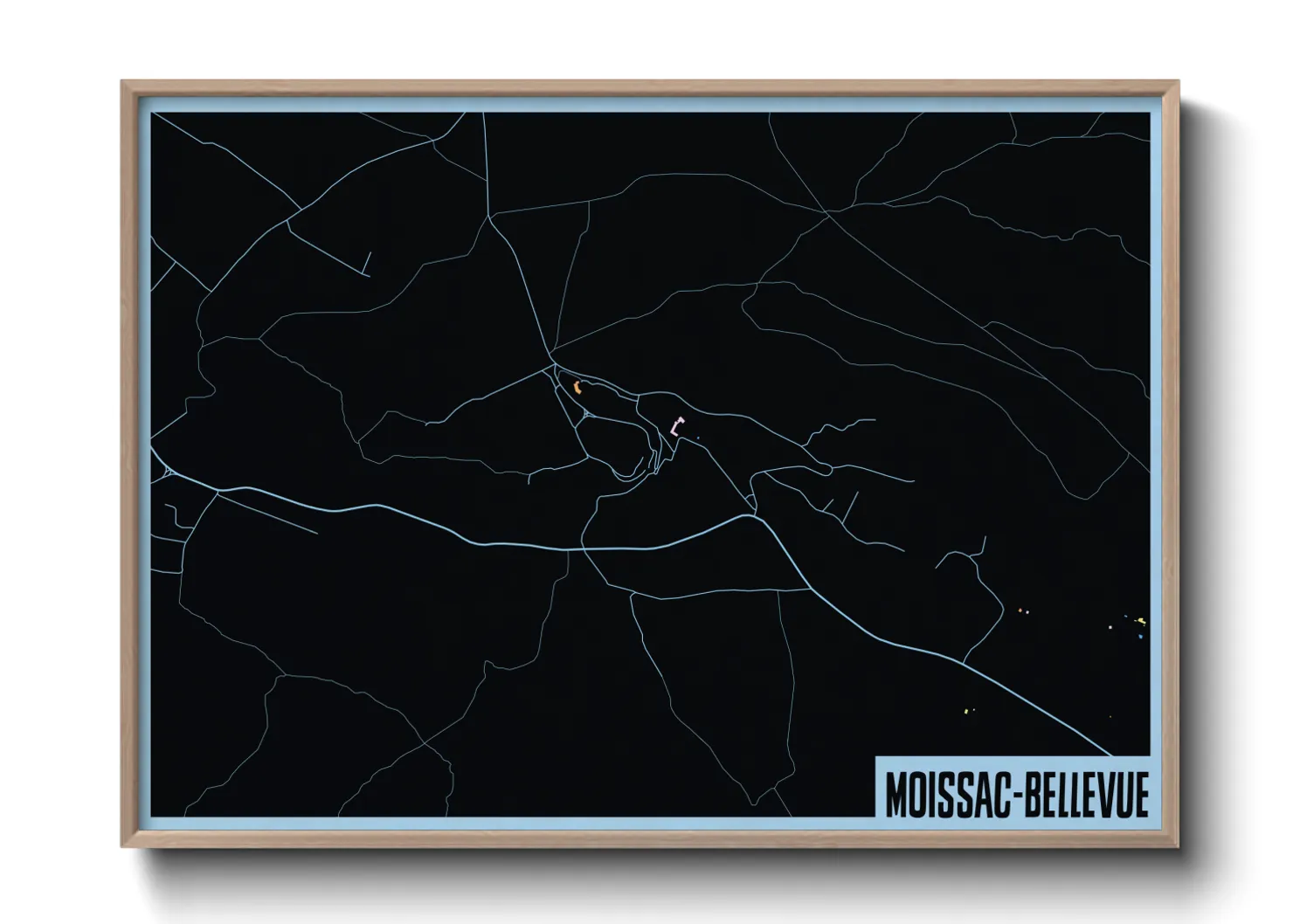 Une affiche de carte sur Moissac-Bellevue