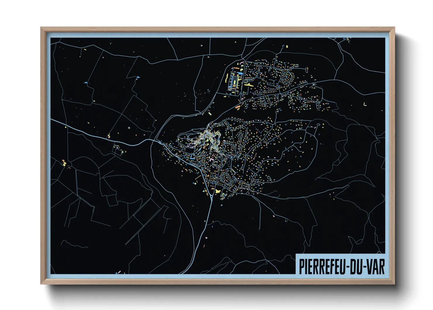 Une affiche de carte sur Pierrefeu-du-Var