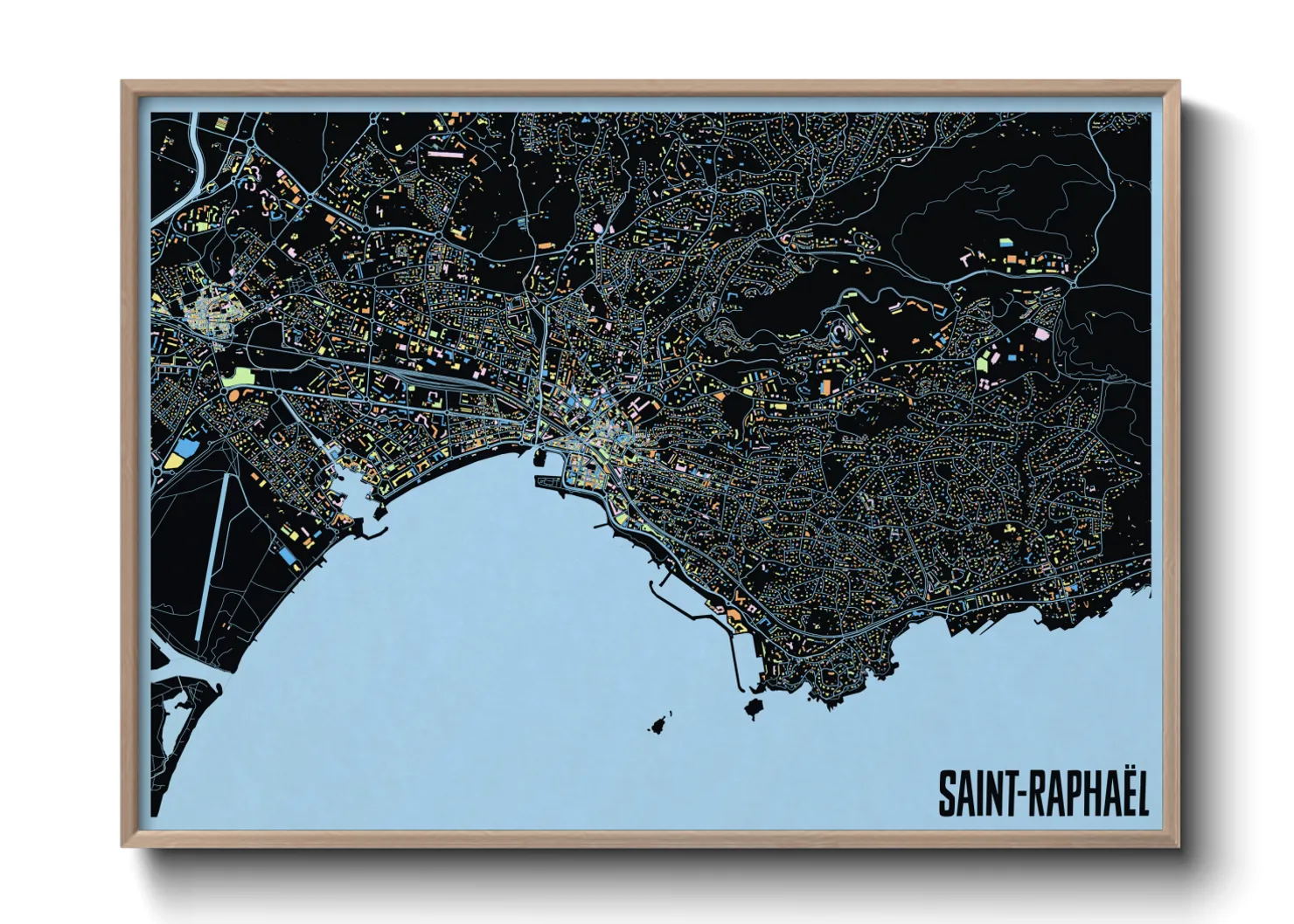 Une affiche de carte sur Saint-Raphaël