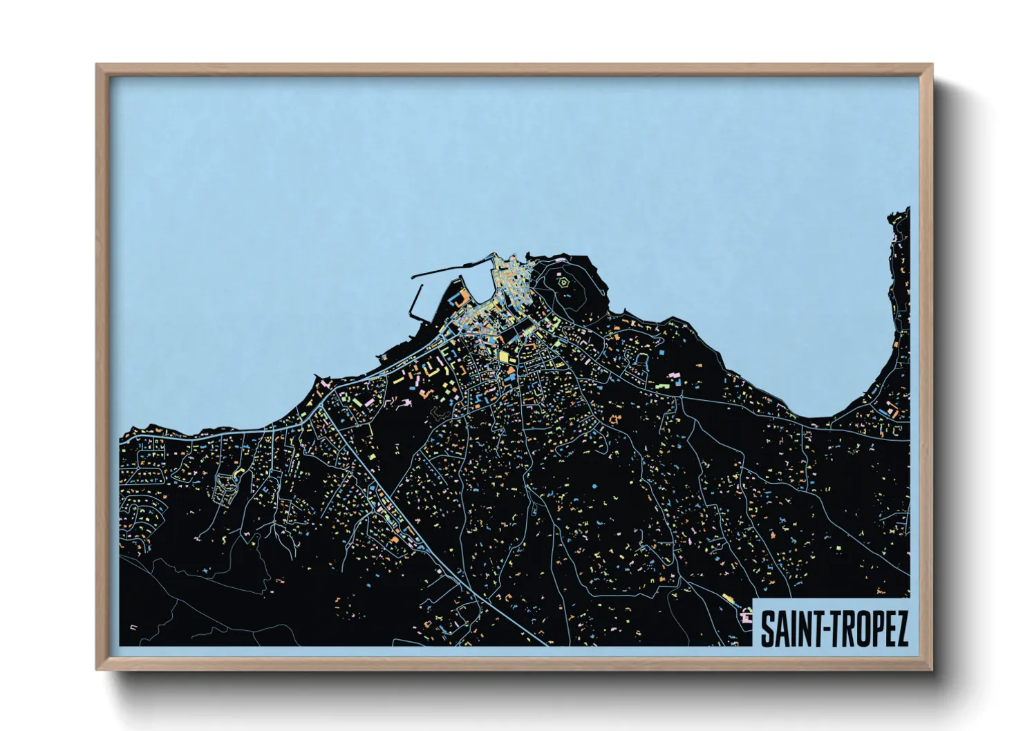 Une affiche de carte sur Saint-Tropez