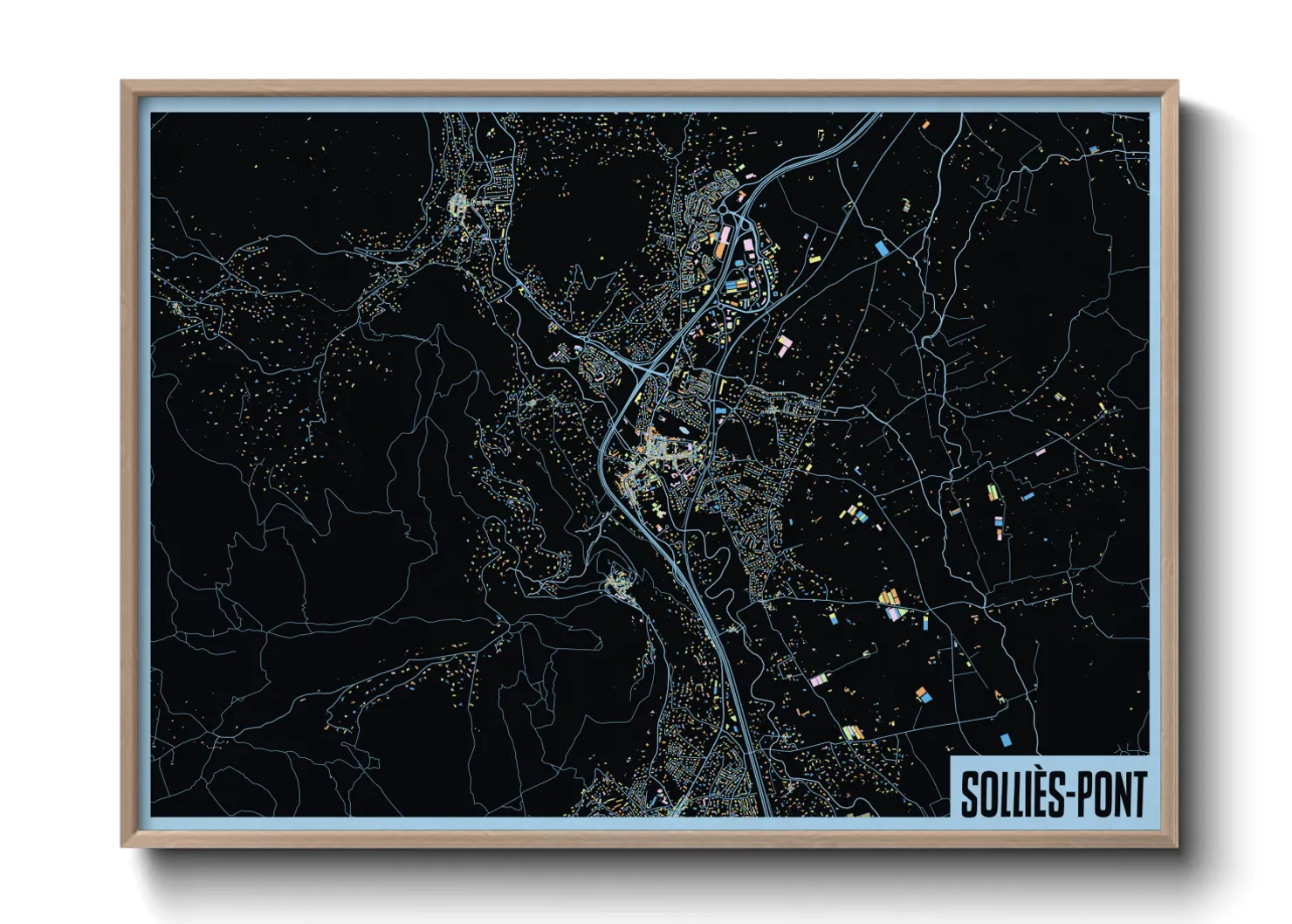 Une affiche de carte sur Solliès-Pont