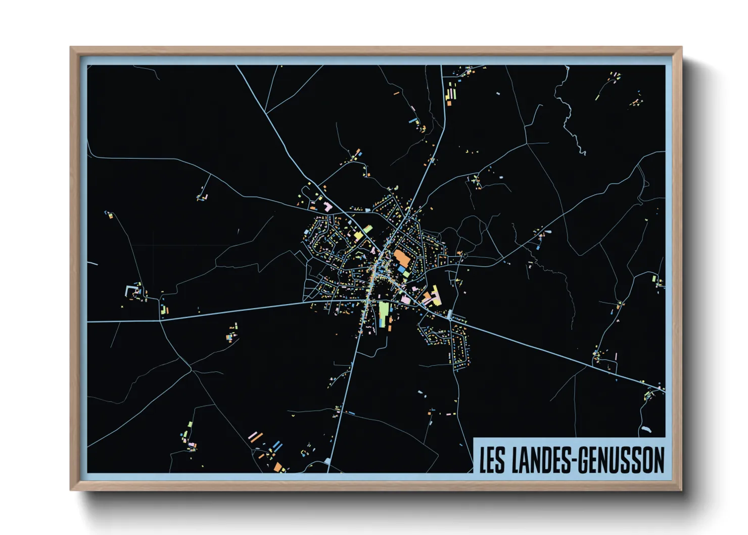 Une affiche de carte sur Les Landes-Genusson