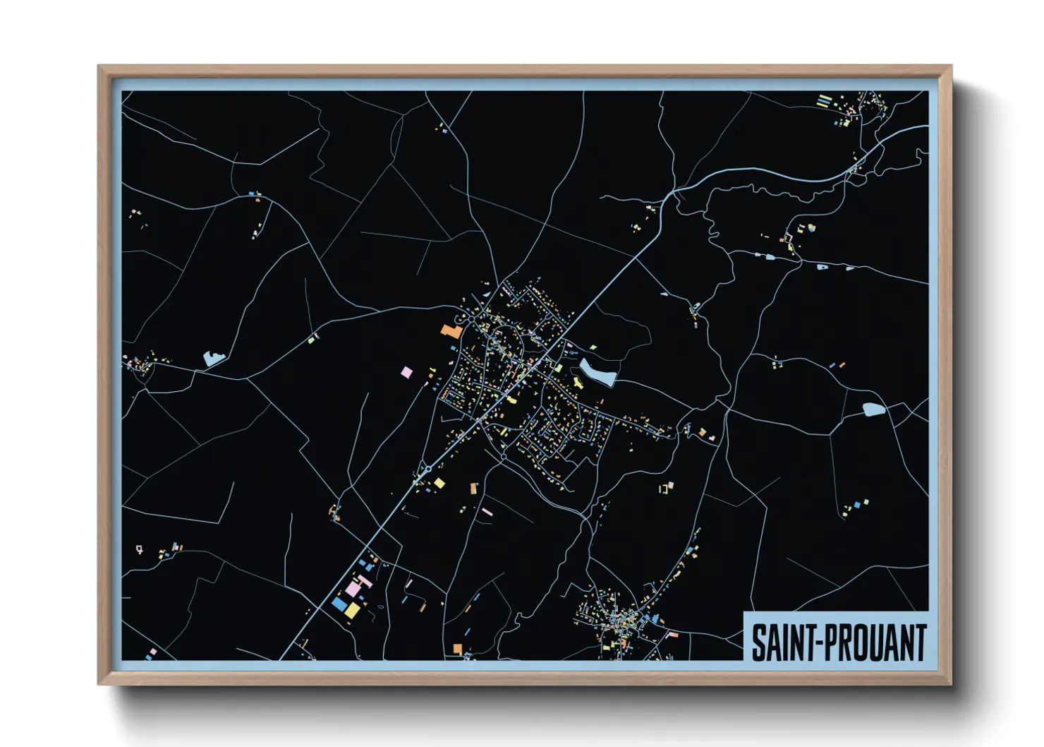 Une affiche de carte sur Saint-Prouant