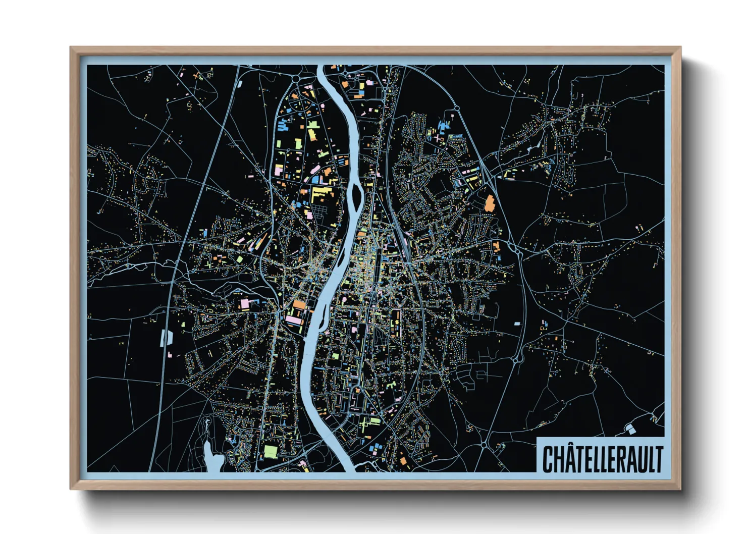 Une affiche de carte sur Châtellerault