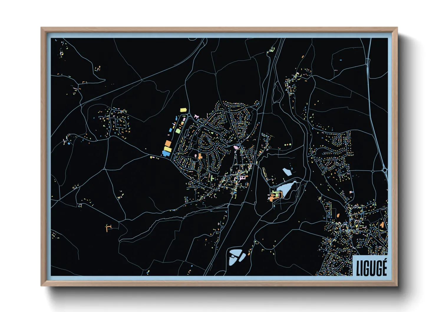 Une affiche de carte sur Ligugé