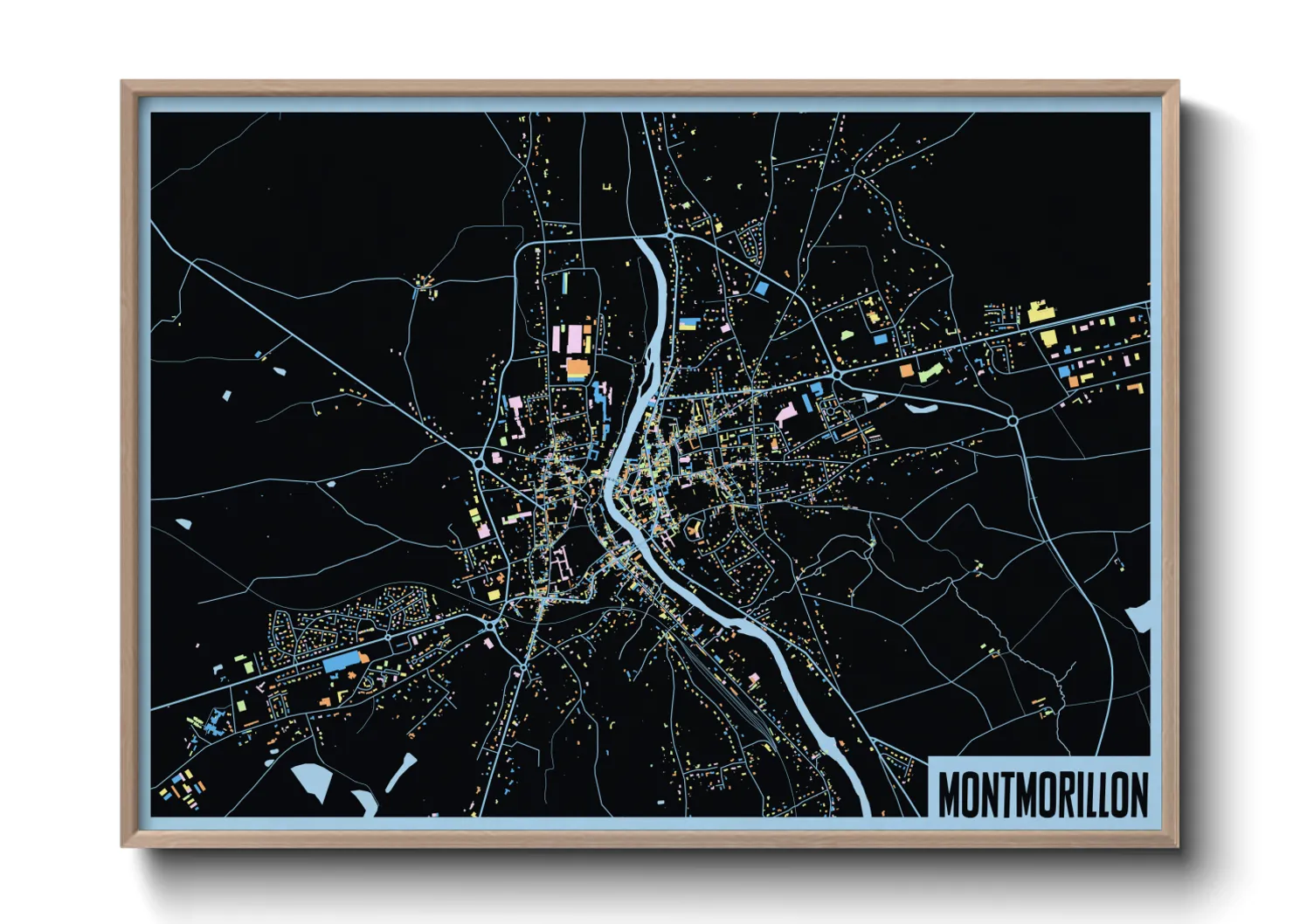 Une affiche de carte sur Montmorillon