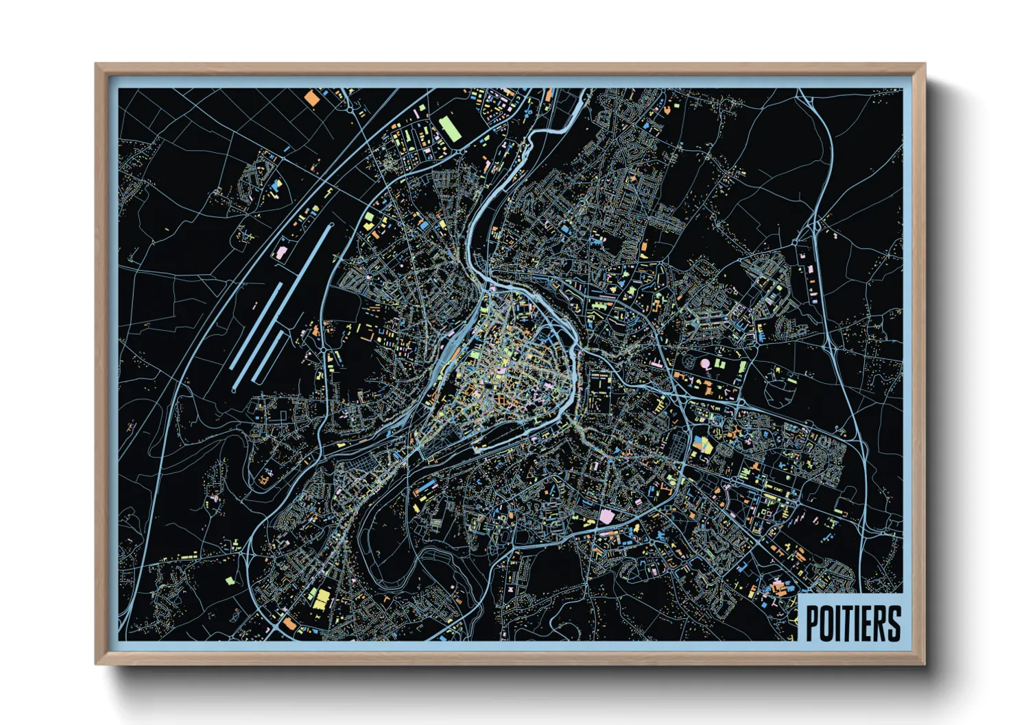 Une affiche de carte sur Poitiers