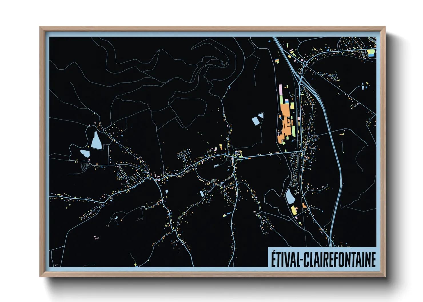 Une affiche de carte sur Étival-Clairefontaine