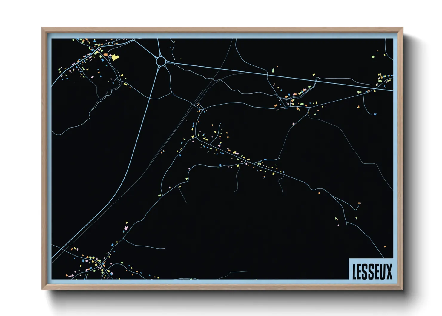 Une affiche de carte sur Lesseux