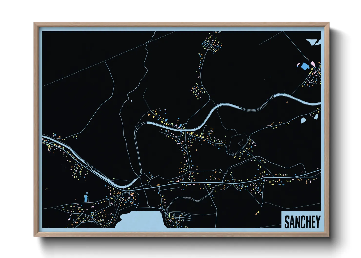 Une affiche de carte sur Sanchey