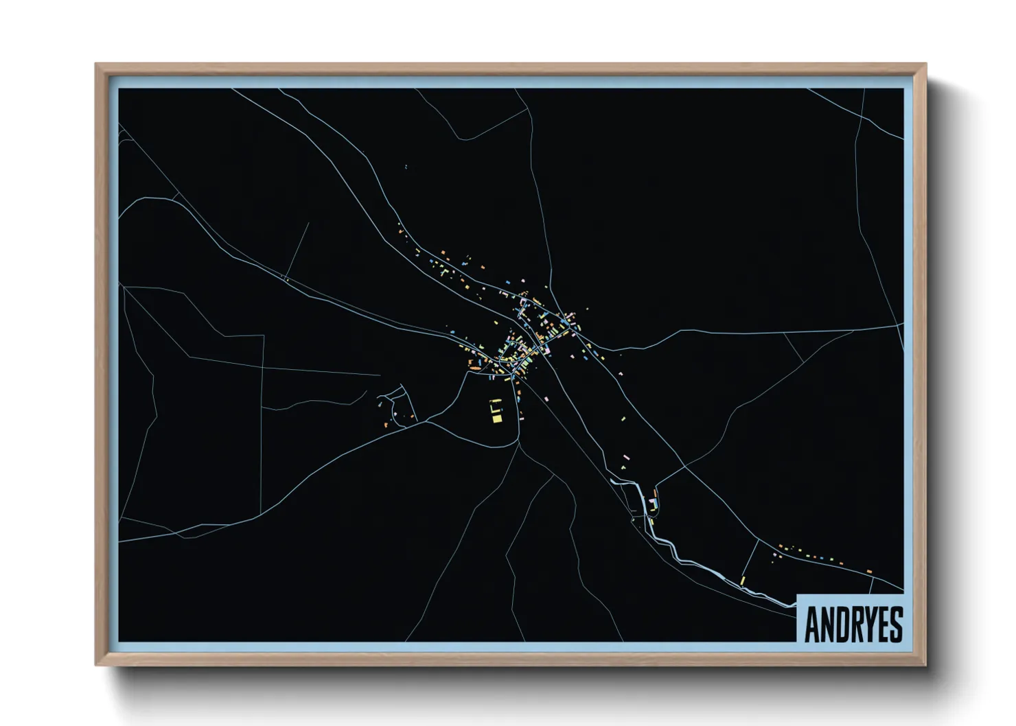 Une affiche de carte sur Andryes