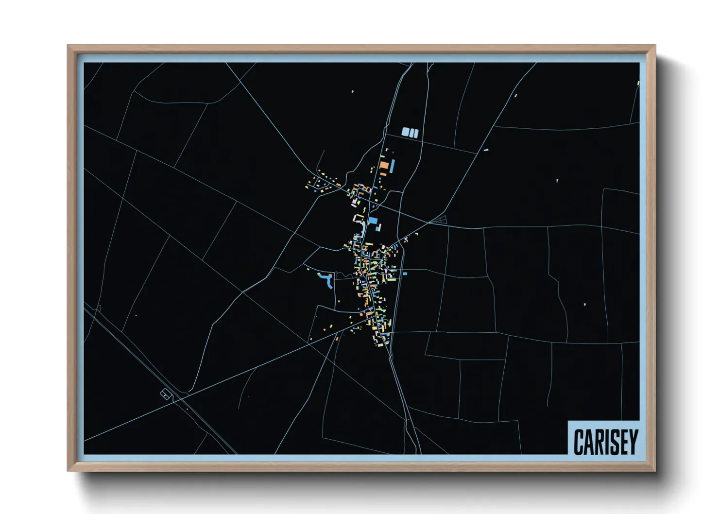 Une affiche de carte sur Carisey