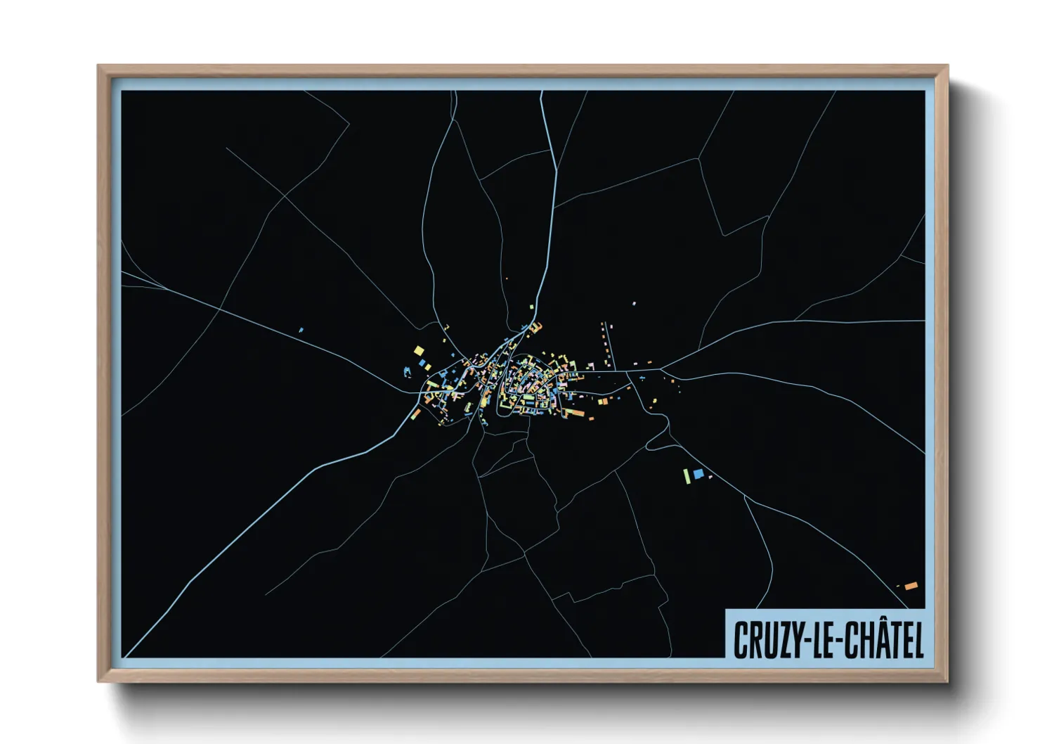 Une affiche de carte sur Cruzy-le-Châtel