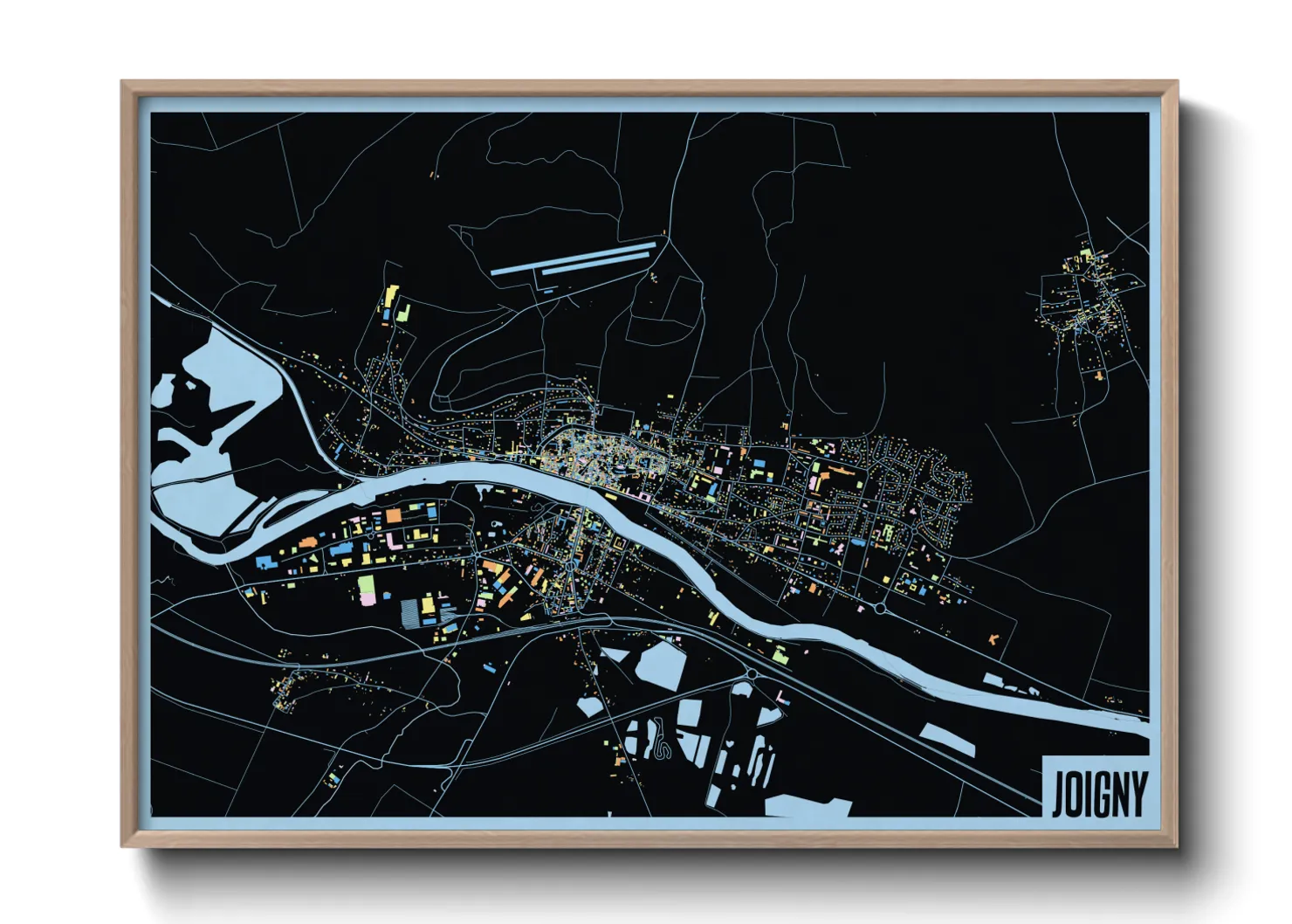 Une affiche de carte sur Joigny