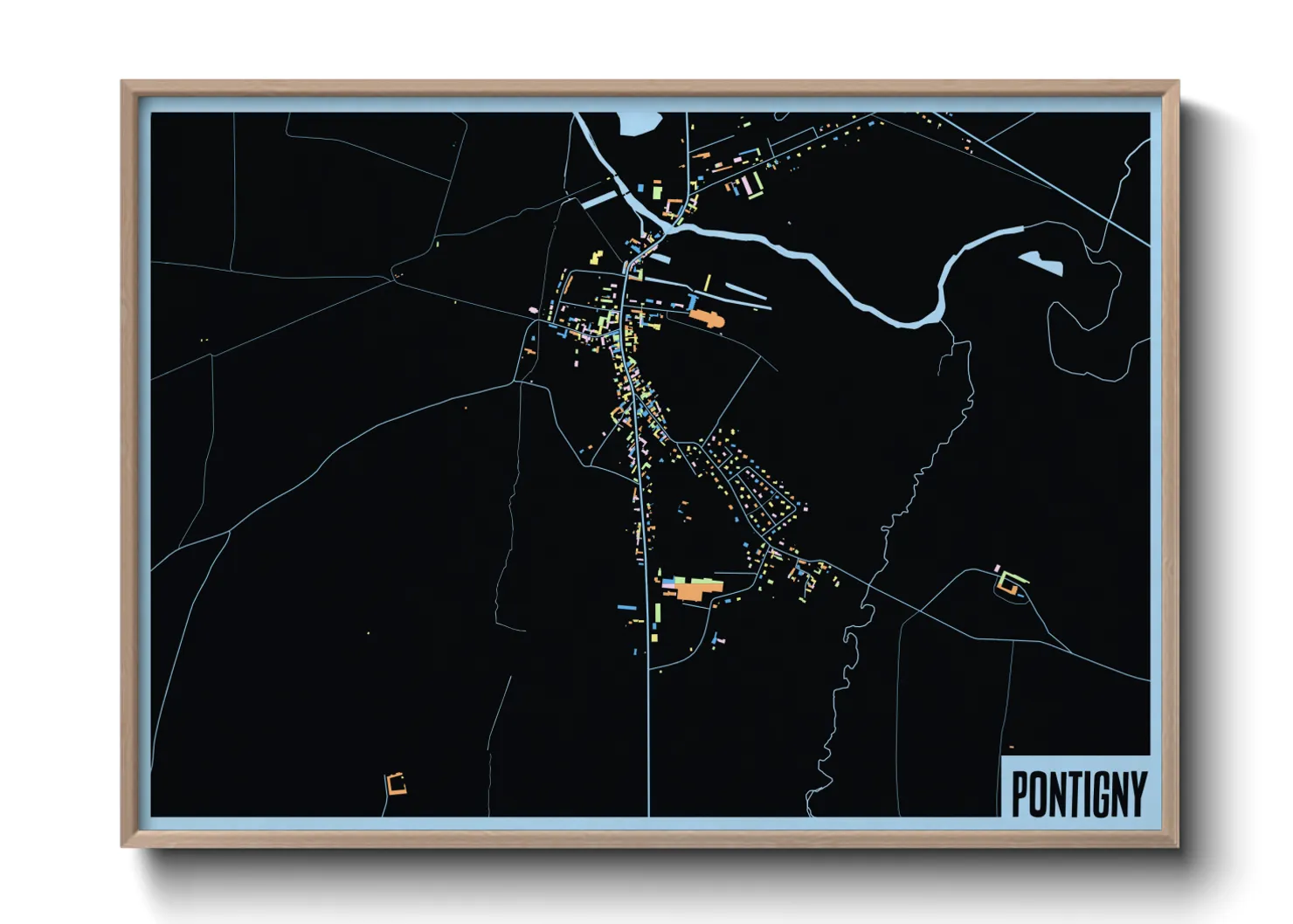 Une affiche de carte sur Pontigny