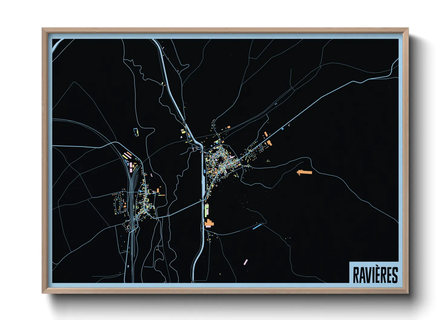 Une affiche de carte sur Ravières