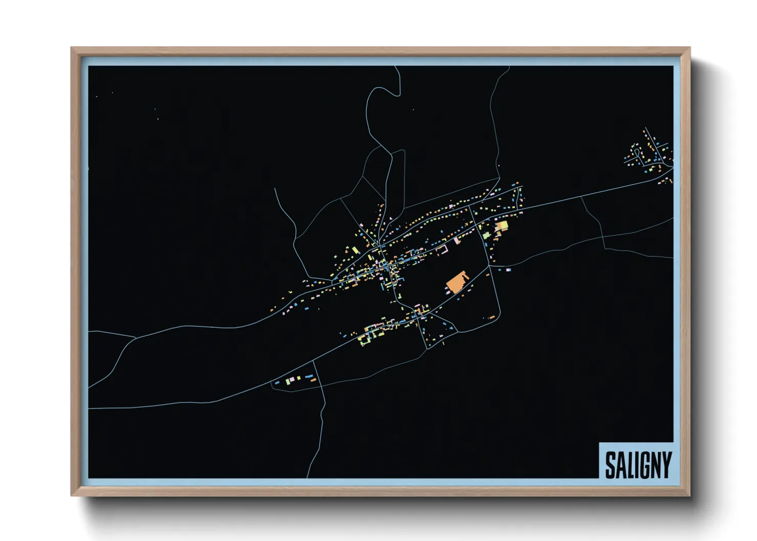 Une affiche de carte sur Saligny