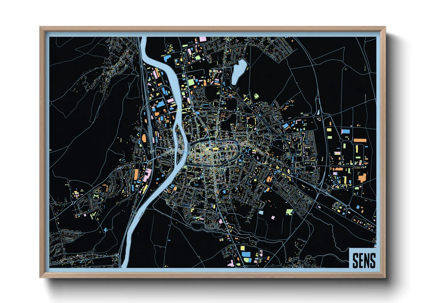 Une affiche de carte sur Sens