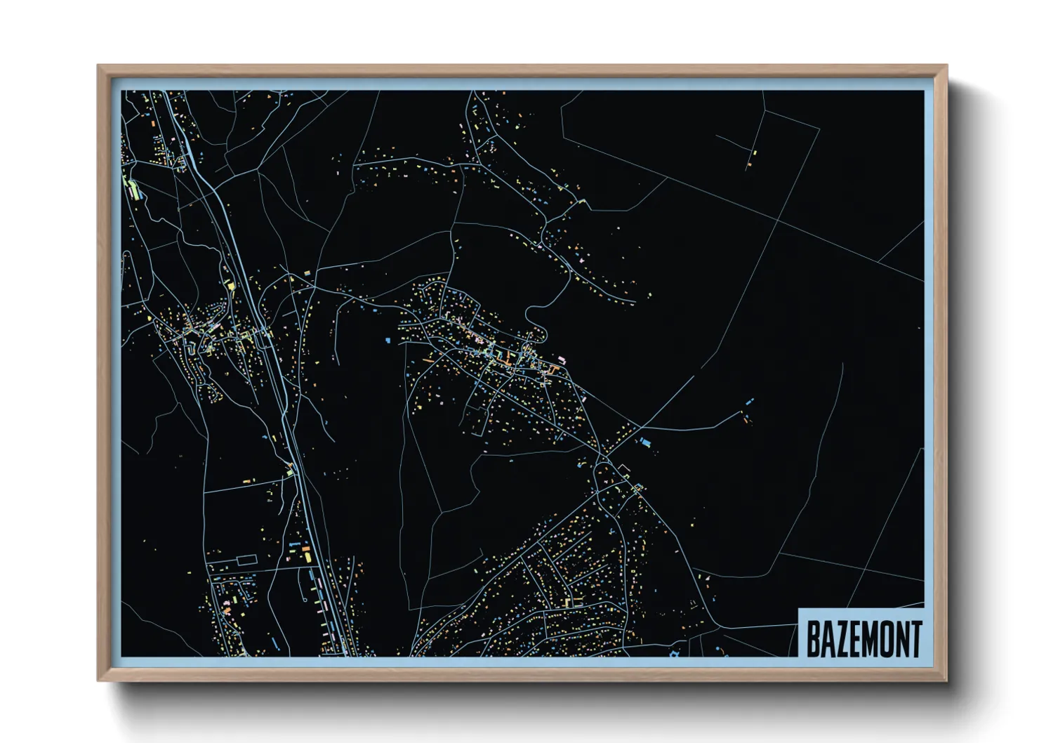 Une affiche de carte sur Bazemont