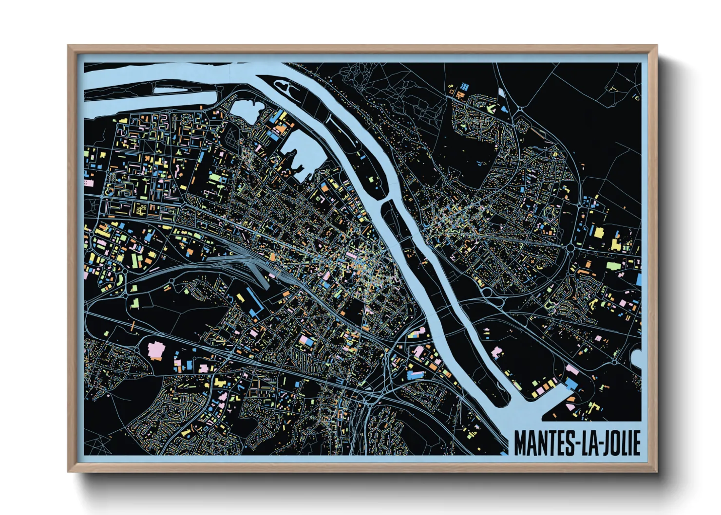 Une affiche de carte sur Mantes-la-Jolie