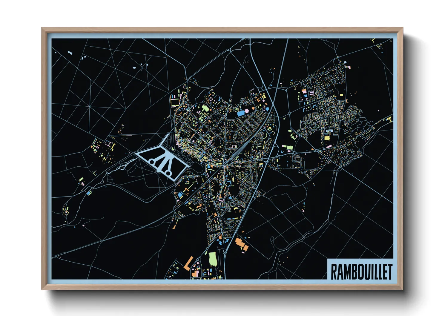 Une affiche de carte sur Rambouillet