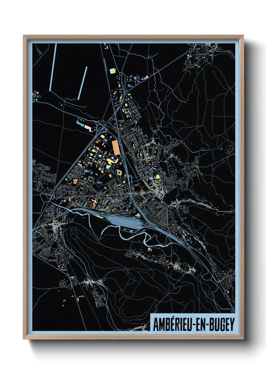 Une affiche de carte sur Ambérieu-en-Bugey