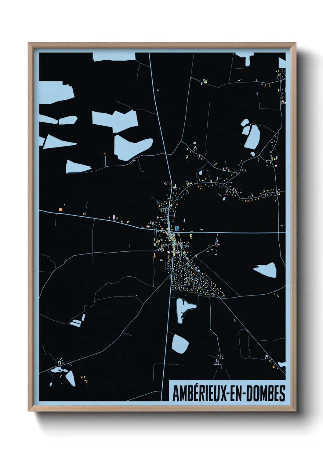 Une affiche de carte sur Ambérieux-en-Dombes