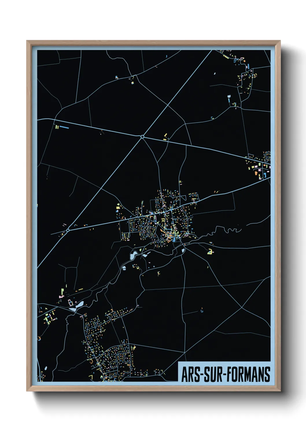 Une affiche de carte sur Ars-sur-Formans