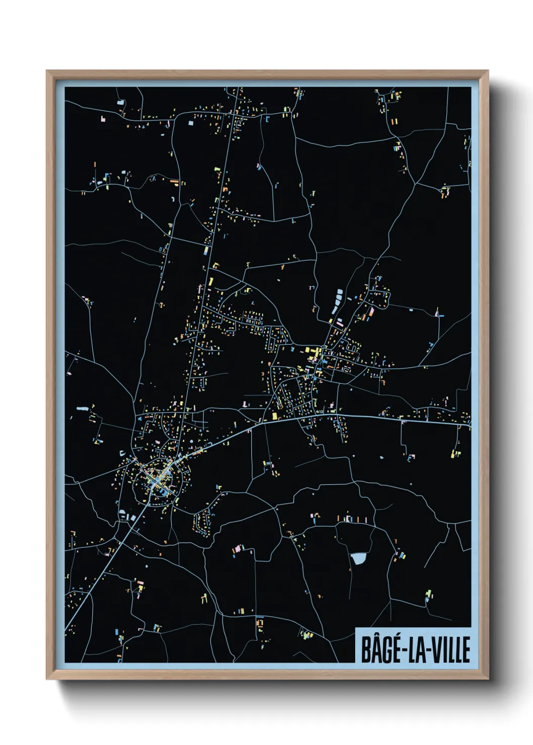 Une affiche de carte sur Bâgé-la-Ville