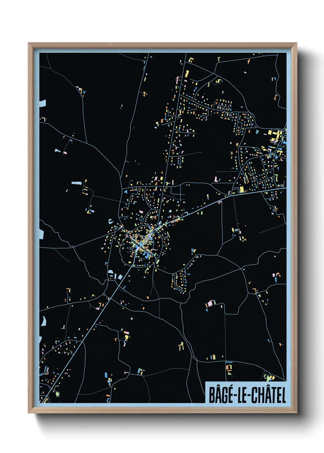 Une affiche de carte sur Bâgé-le-Châtel