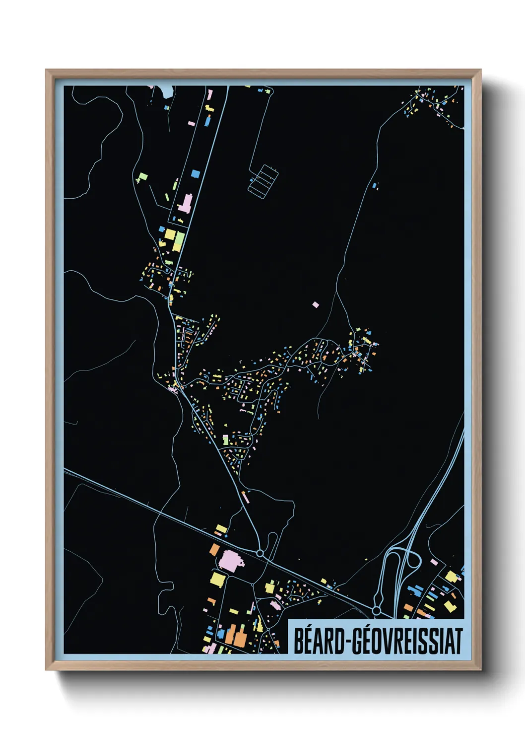 Une affiche de carte sur Béard-Géovreissiat