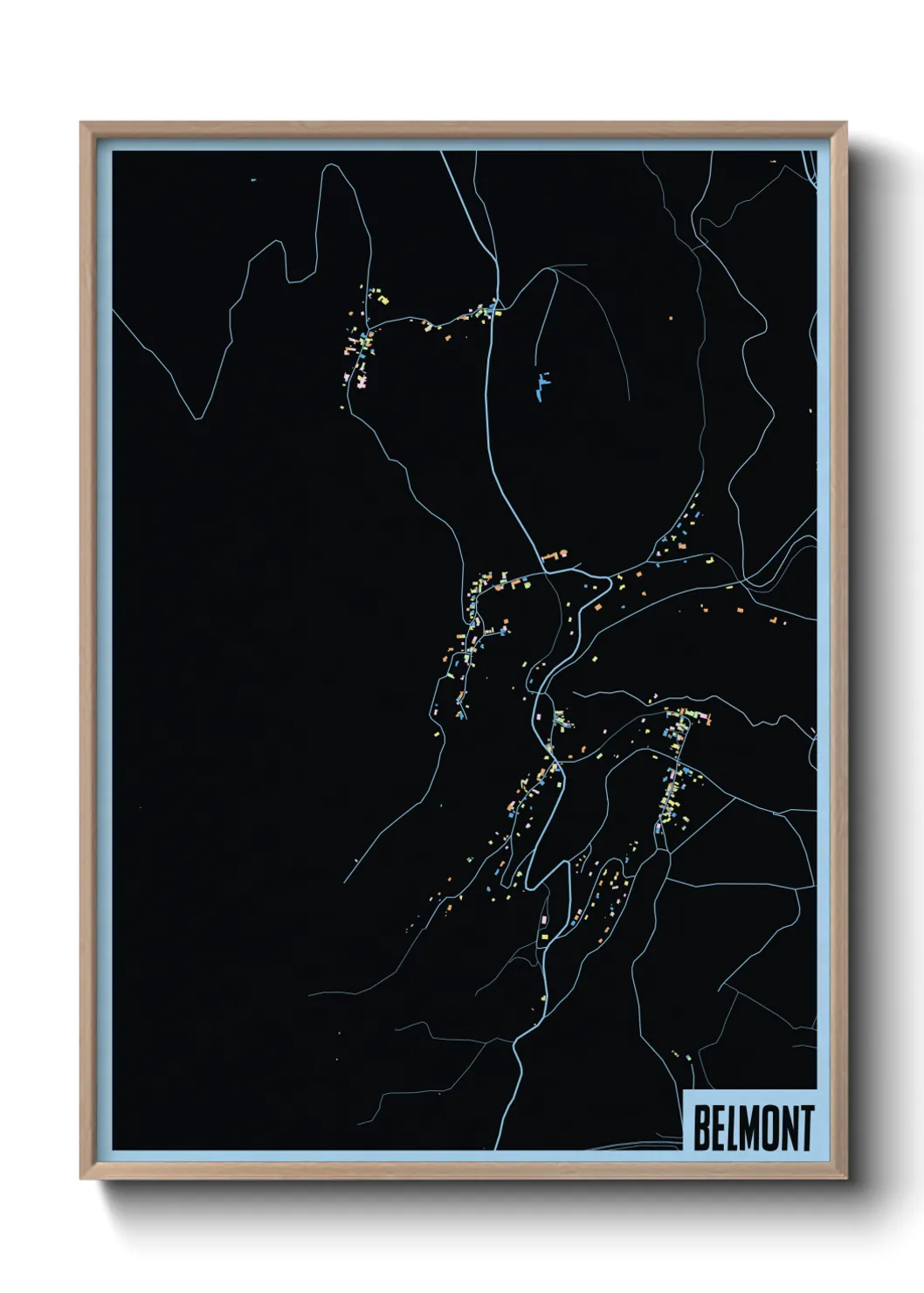 Une affiche de carte sur Belmont