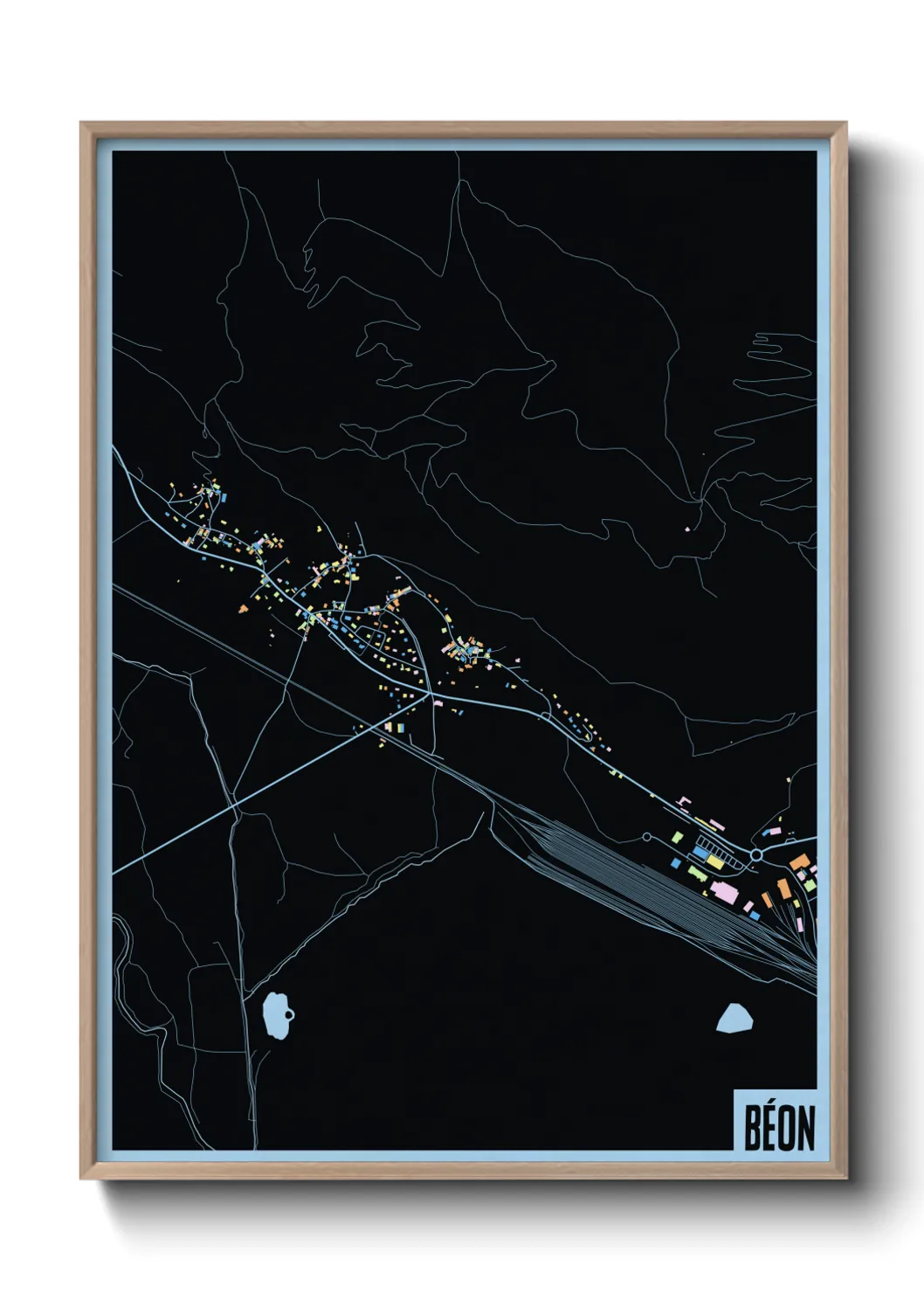 Une affiche de carte sur Béon