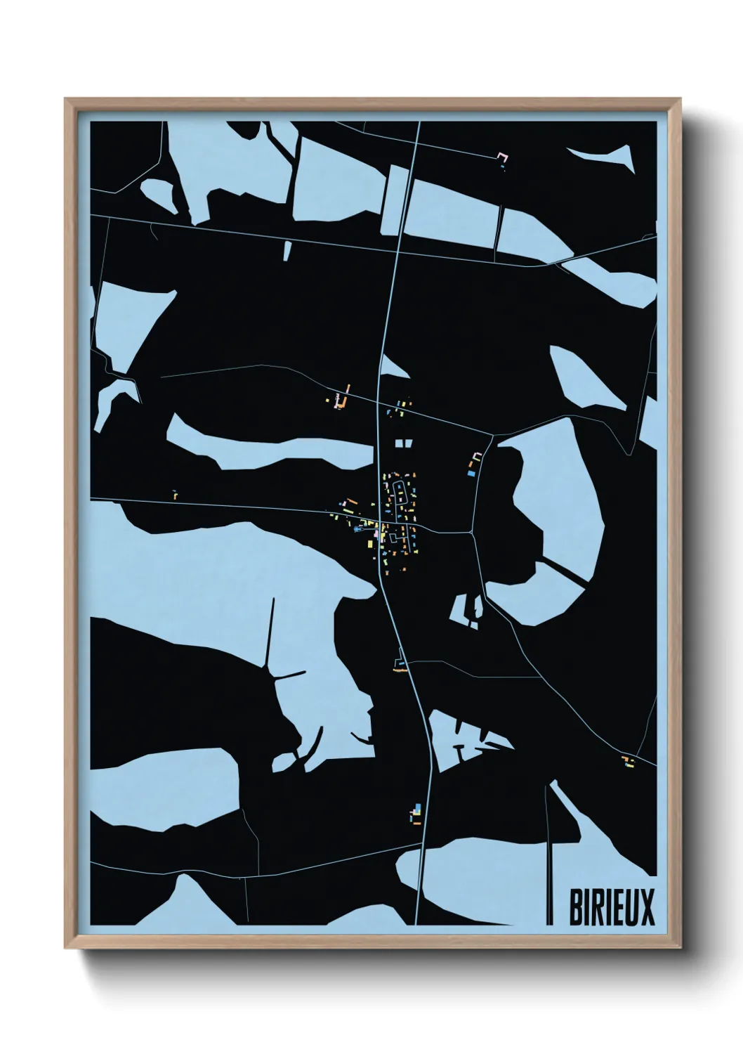 Une affiche de carte sur Birieux