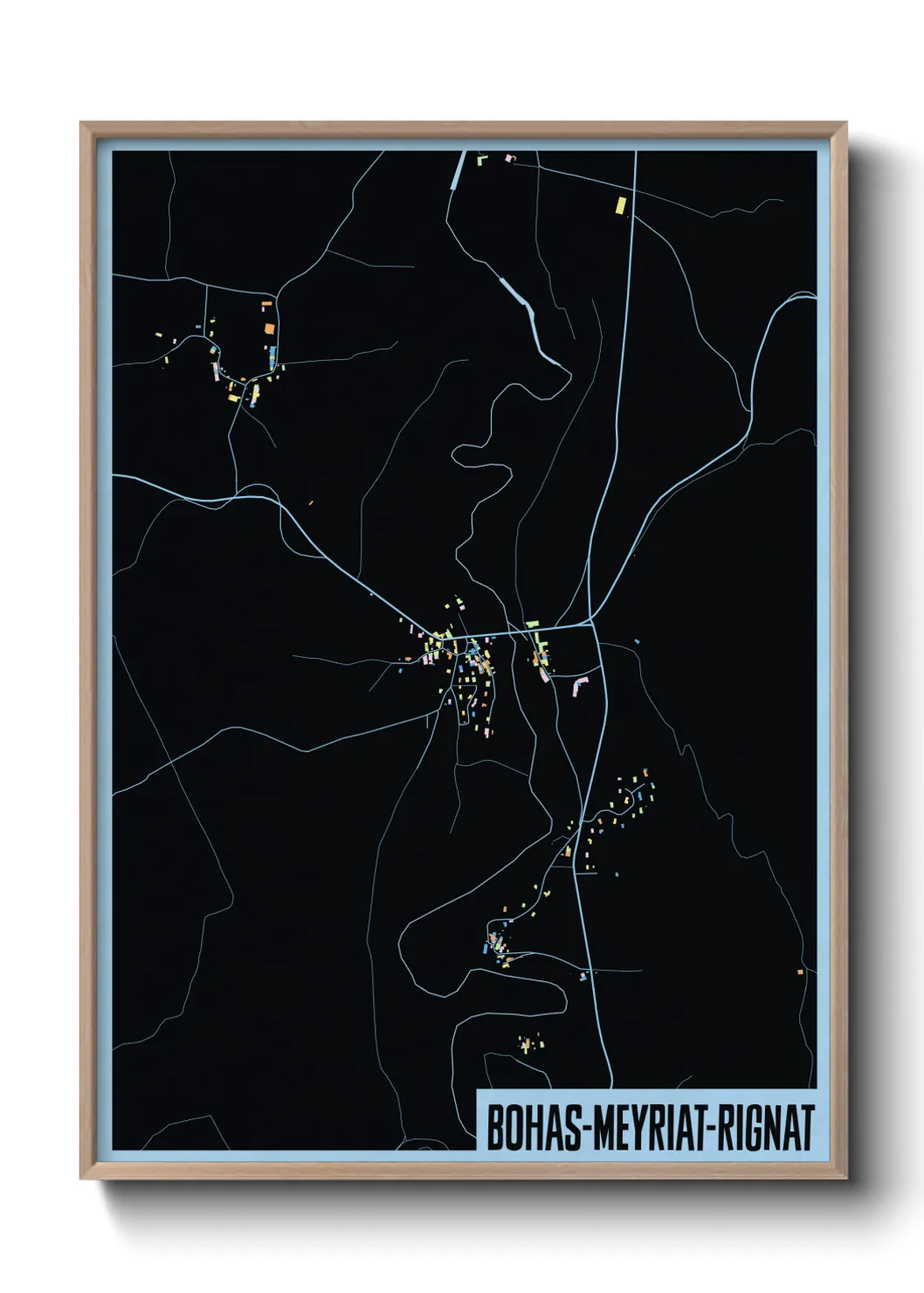 Une affiche de carte sur Bohas-Meyriat-Rignat