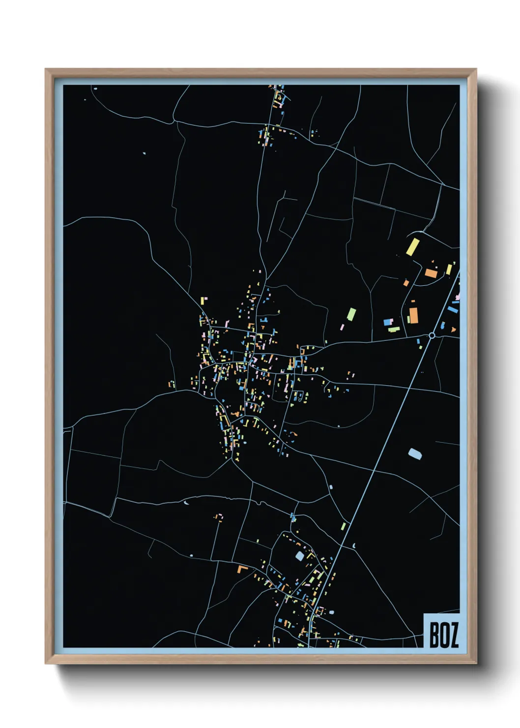 Une affiche de carte sur Boz