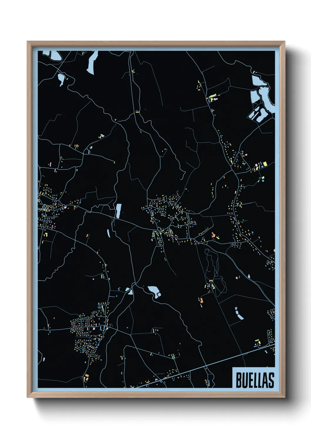 Une affiche de carte sur Buellas